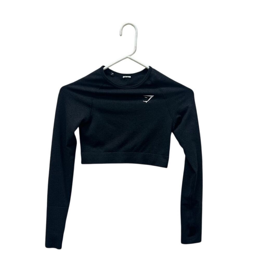 Gymshark Black Long Sleeve Cropped Active Top size XS/S